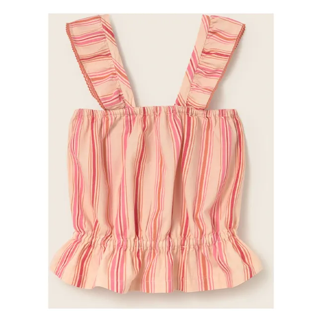 Top Ava Rayé Coton Bio | Rose