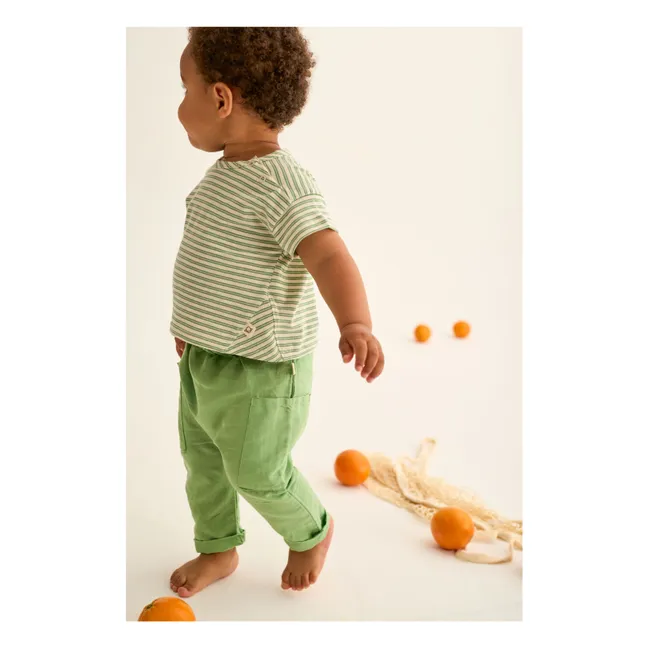 Camiseta de rayas Alan para bebé | Verde Prado