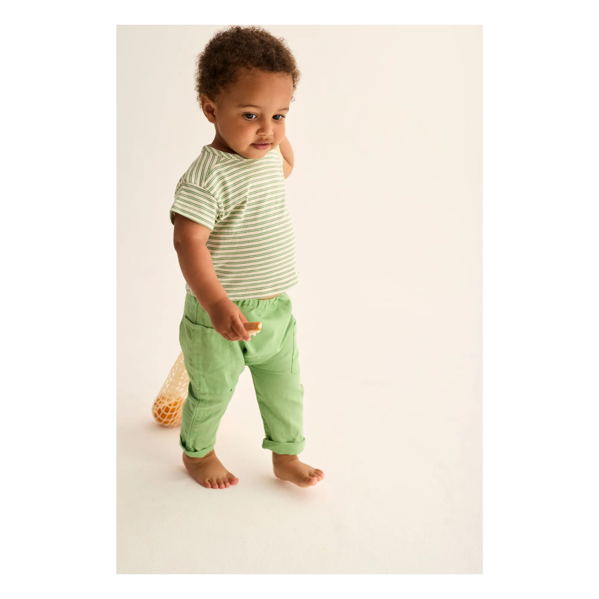 T-shirt Alan Rayé Bébé | Vert prairie- Image produit n°1