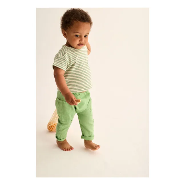 Camiseta de rayas Alan para bebé | Verde Prado