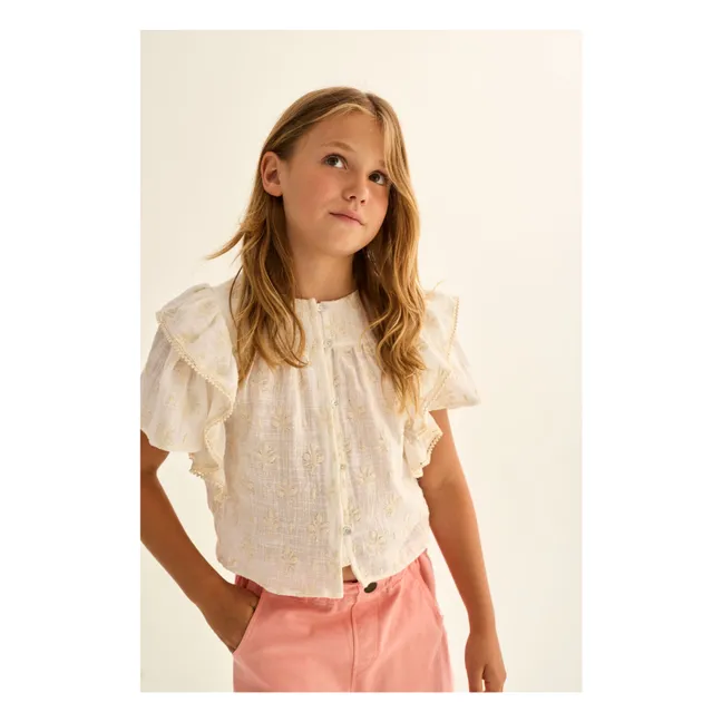 Blusa de algodón orgánico Tansy | Marfil