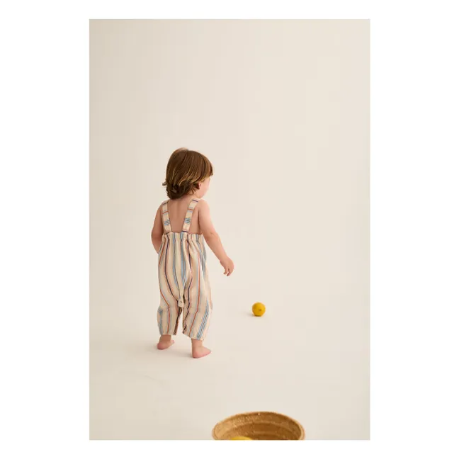 Organic cotton striped Ranger overalls | Ivory