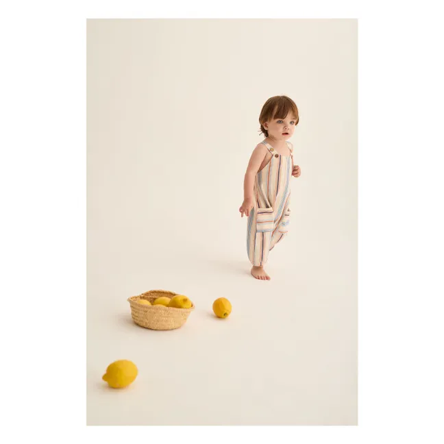 Organic cotton striped Ranger overalls | Ivory