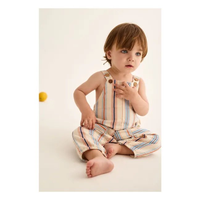Organic cotton striped Ranger overalls | Ivory