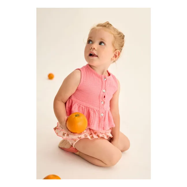 Top Posy Gaze de Coton | Rose bonbon