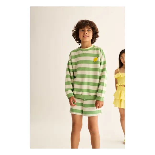 Orion Striped Fleece Short | Meadow Green