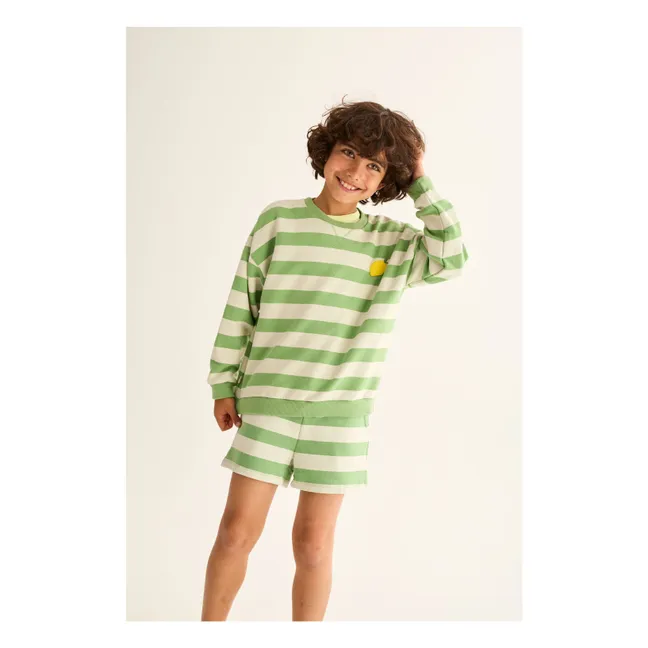 Short Orion Rayé Molleton | Vert prairie