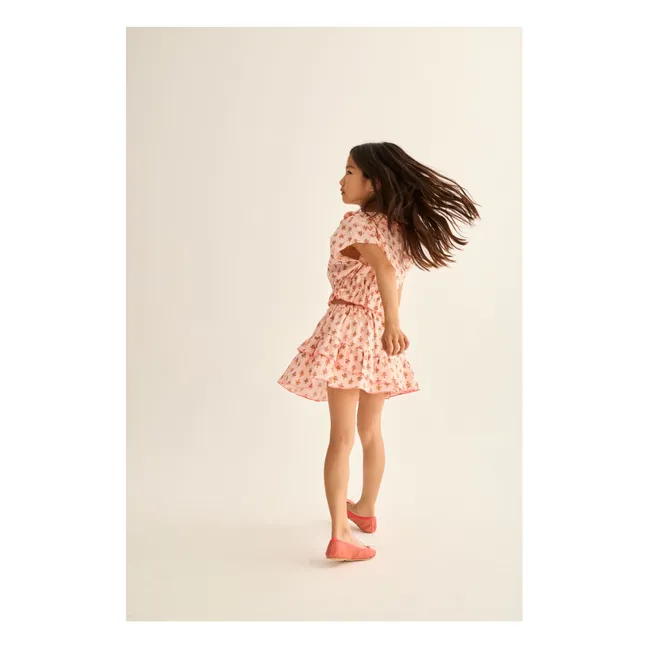 Jupe Molly Fleurie Coton Bio | Rose poudré