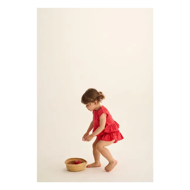 Top Lua Carreaux Fibres Recyclées | Rouge