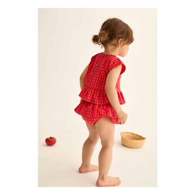 Top Lua Carreaux Fibres Recyclées | Rouge