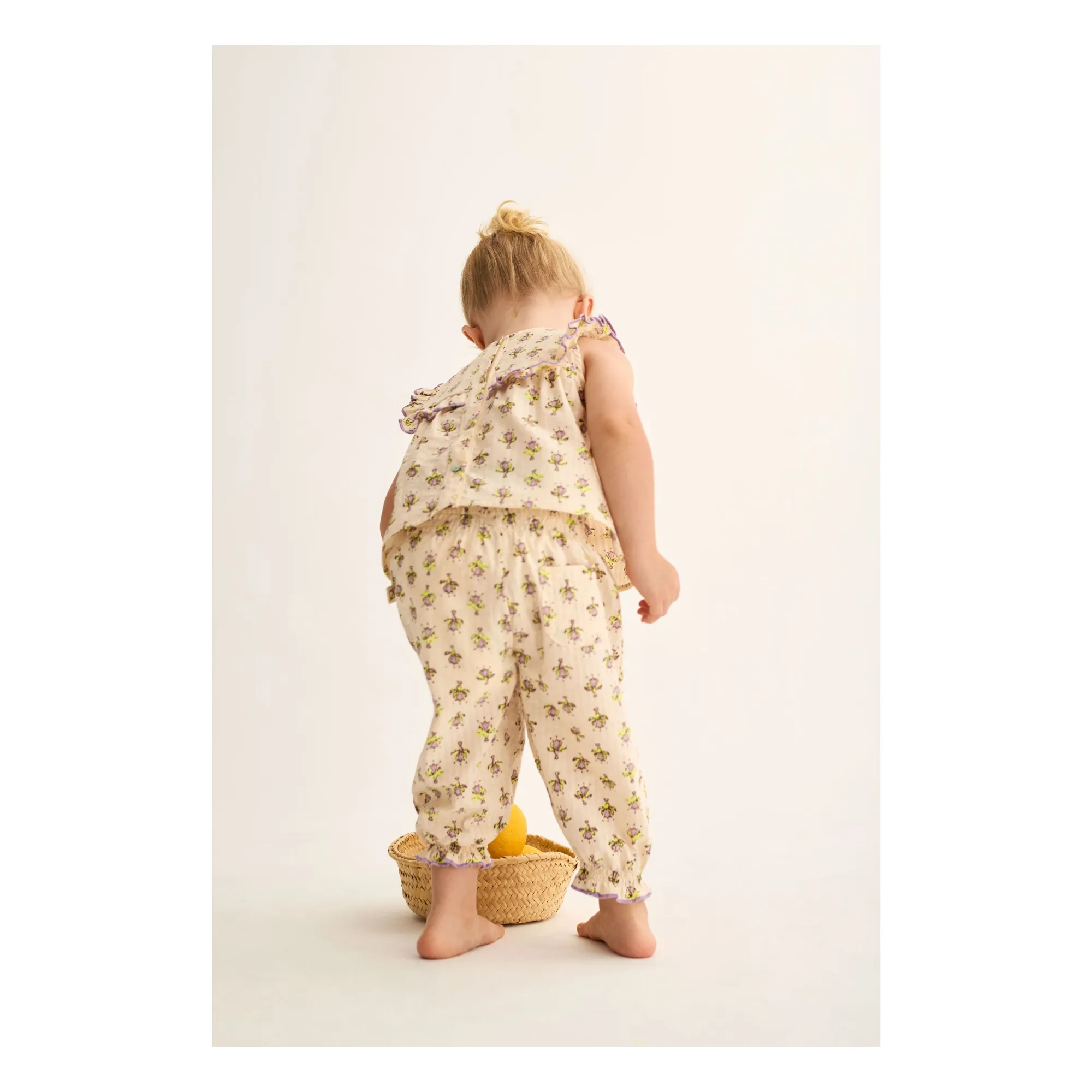 Pantalon Lina Fleuri Coton Bio | Lavande- Image produit n°6