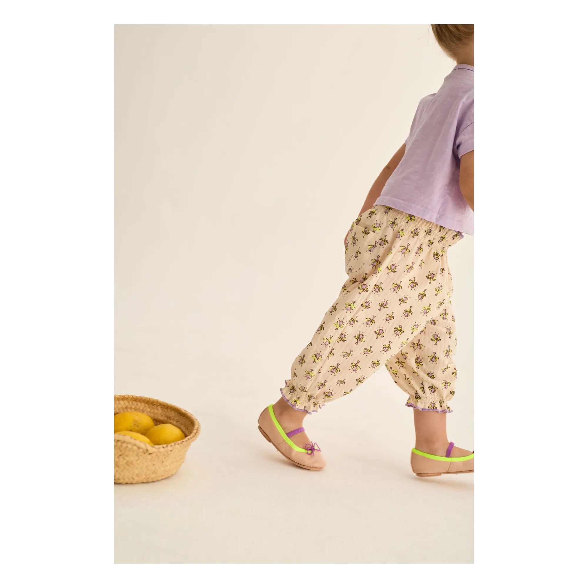 Pantalon Lina Fleuri Coton Bio | Lavande- Image produit n°4