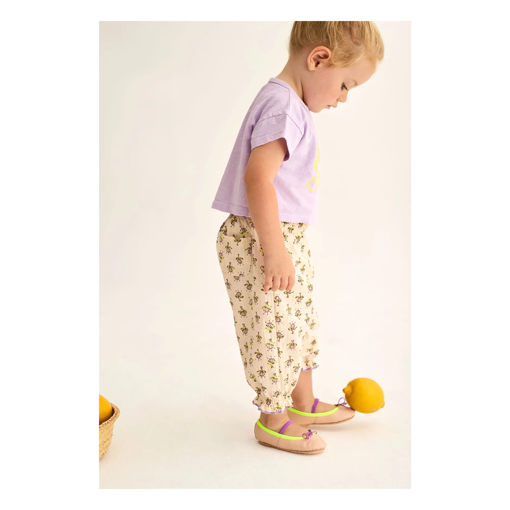 Pantalon Lina Fleuri Coton Bio | Lavande- Image produit n°2