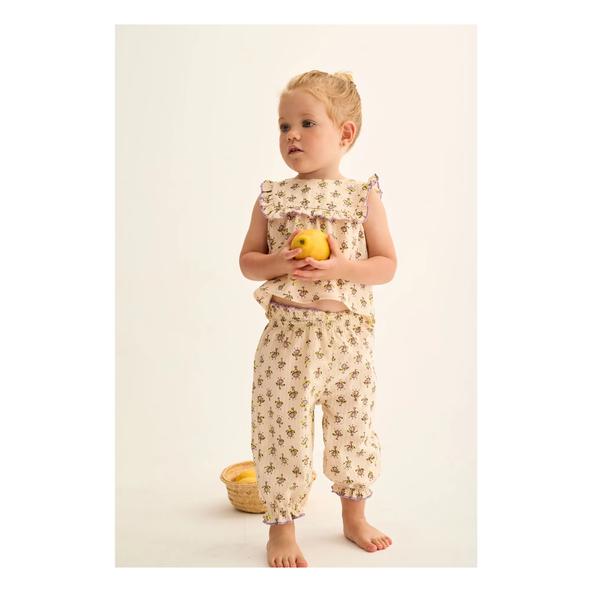 Pantalon Lina Fleuri Coton Bio | Lavande- Image produit n°5