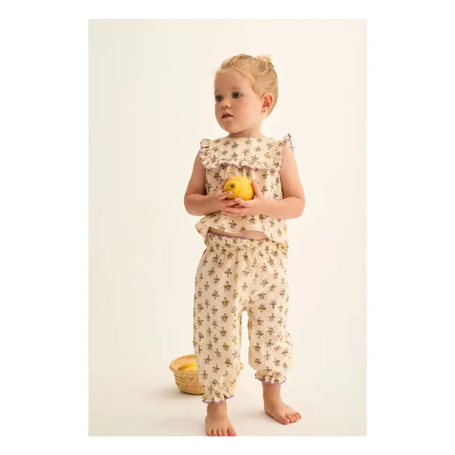 Lina Organic Cotton Flower Trousers | Lavender