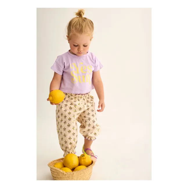 Pantalon Lina Fleuri Coton Bio | Lavande