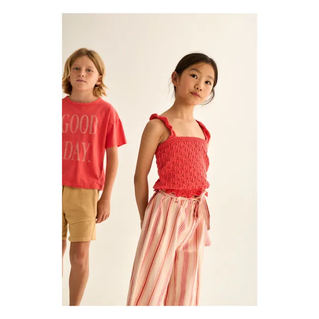 Camiseta de tirantes Lily Pointelle Fibras recicladas | Rojo