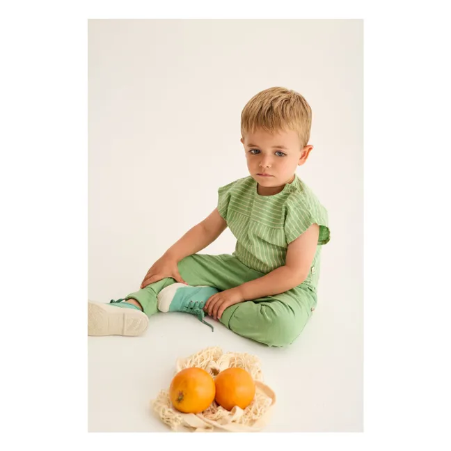 T-shirt Land Rayé | Vert prairie