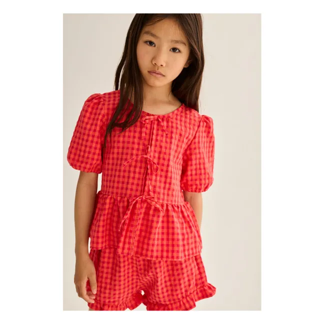 Blouse Joy Carreaux Fibres Recyclées | Rouge