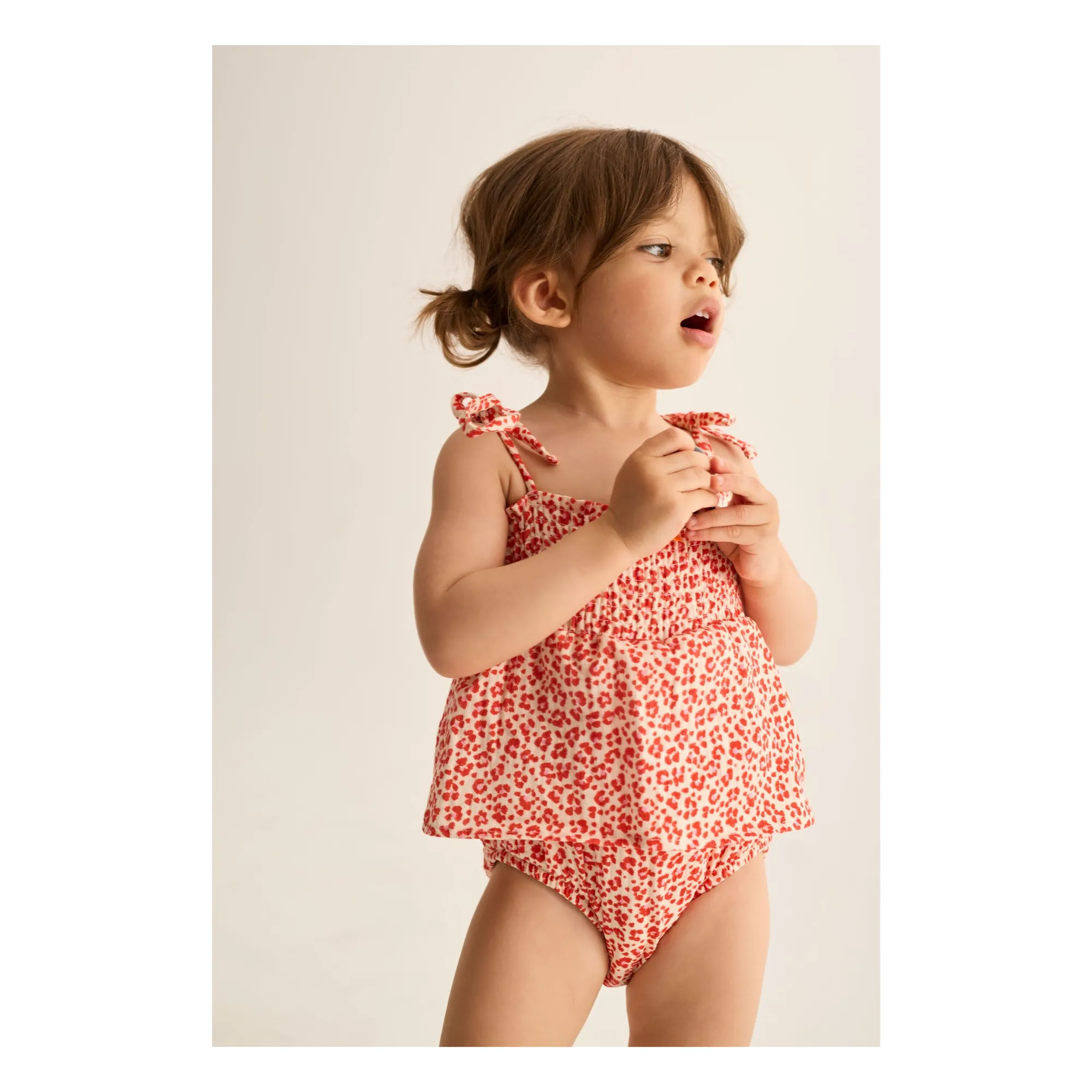 Barboteuse Granny Léopard | Rouge- Image produit n°1