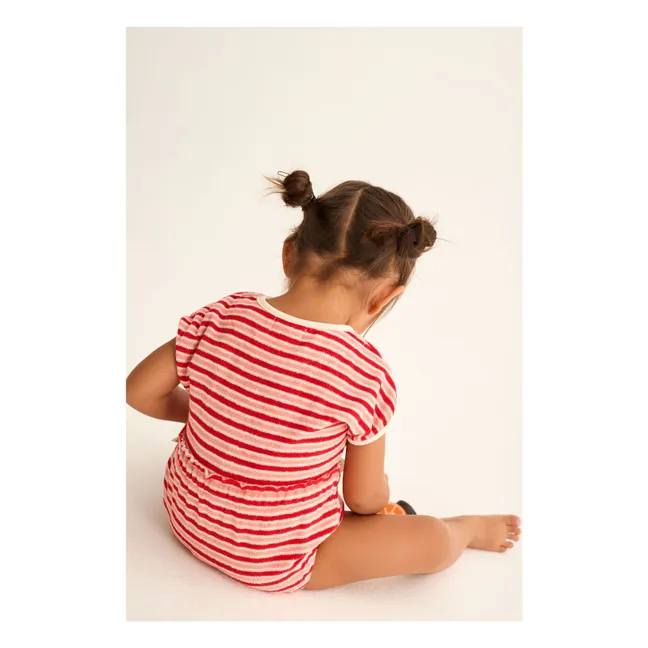 Gianna Striped Terry Bodysuit | Red