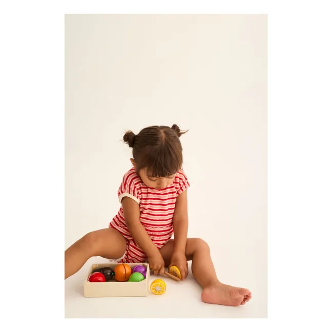 Gianna Striped Terry Bodysuit | Red