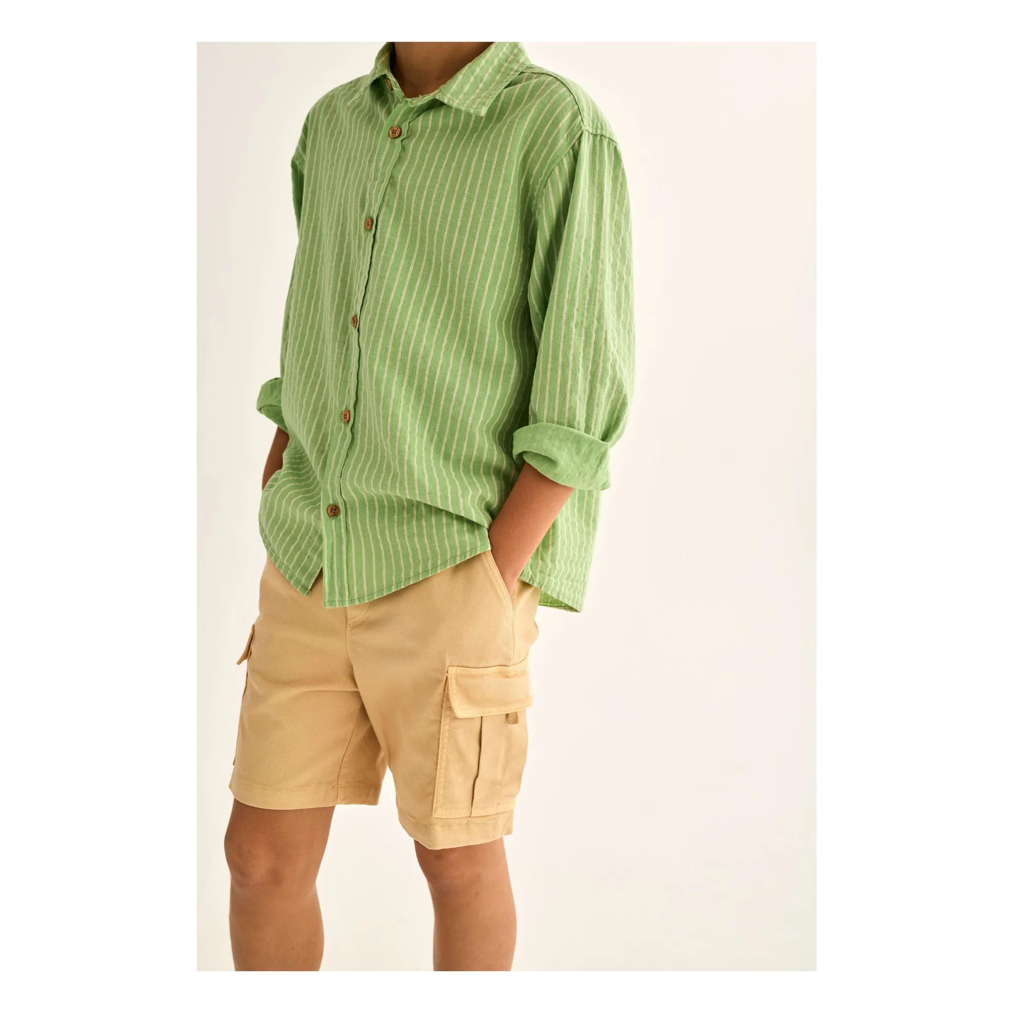 Chemise Eric Rayée | Vert prairie- Image produit n°1