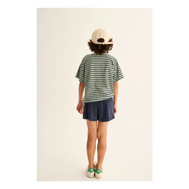 Camiseta de rizo a rayas Enea | Azul Marino