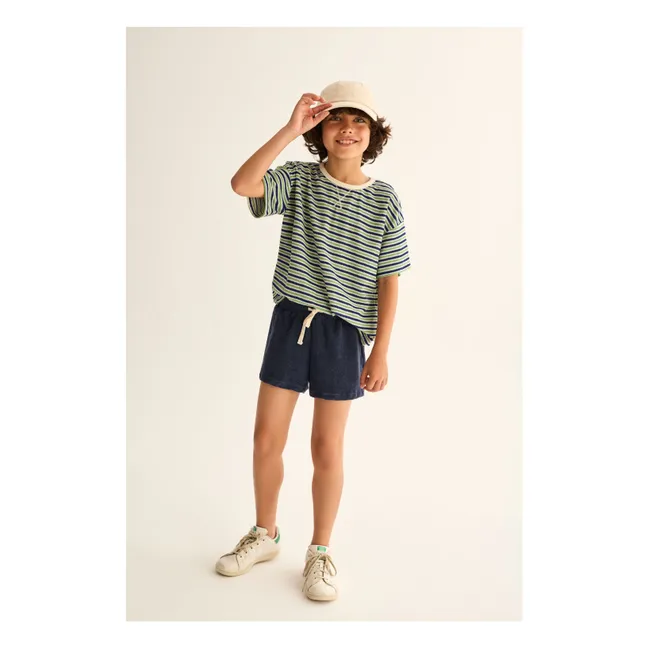 Camiseta de rizo a rayas Enea | Azul Marino