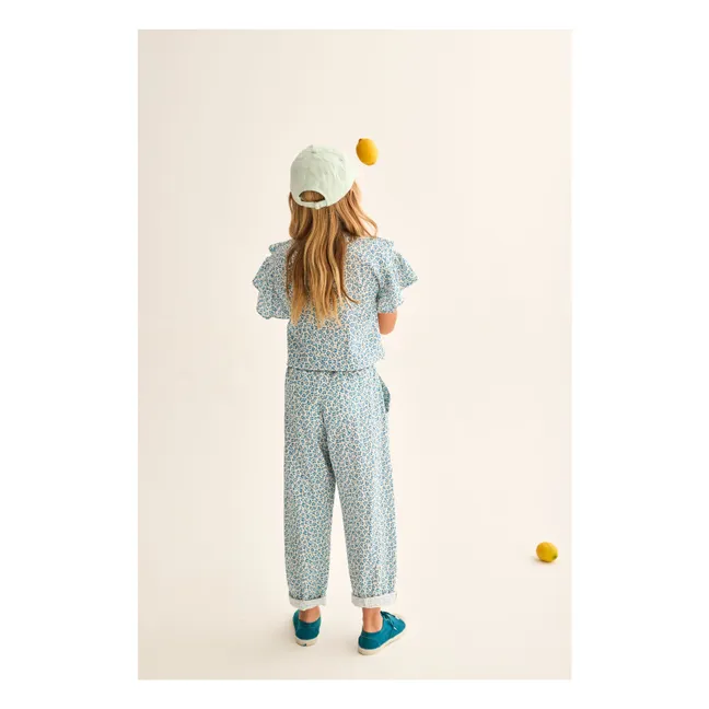 Blouse Dunal Léopard | Bleu turquoise