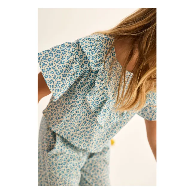 Blusa Dunal Leopardo | Azul Turquesa