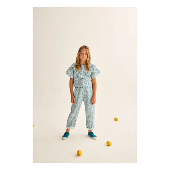 Pantalon Bella Léopard | Bleu turquoise