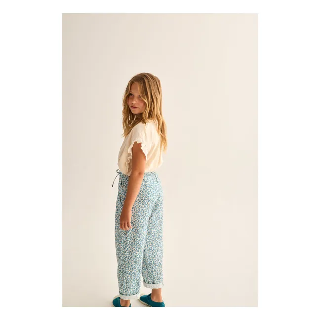 Pantalon Bella Léopard | Bleu turquoise