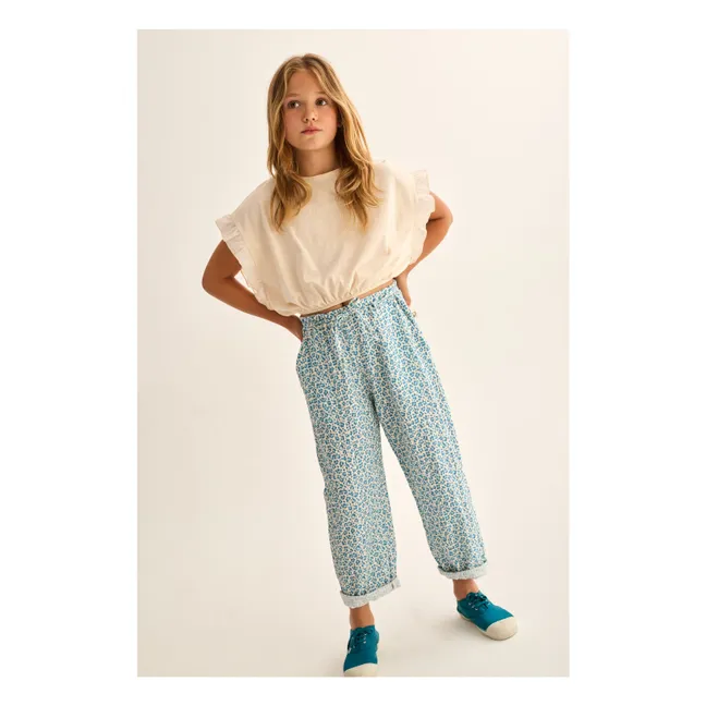 Pantalon Bella Léopard | Bleu turquoise