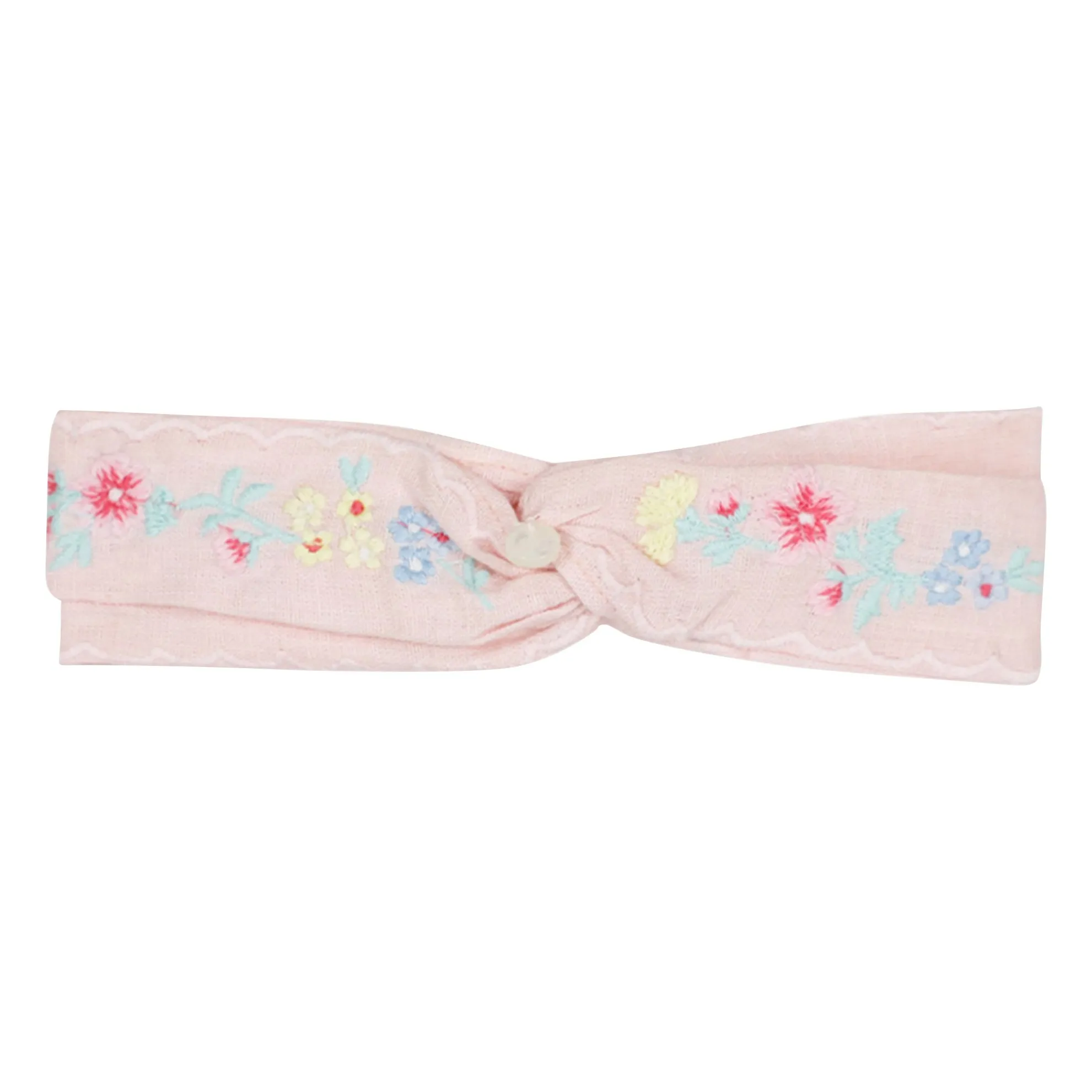 Tartine Et Chocolat Pale Pink Linen Flower Festoon Headband