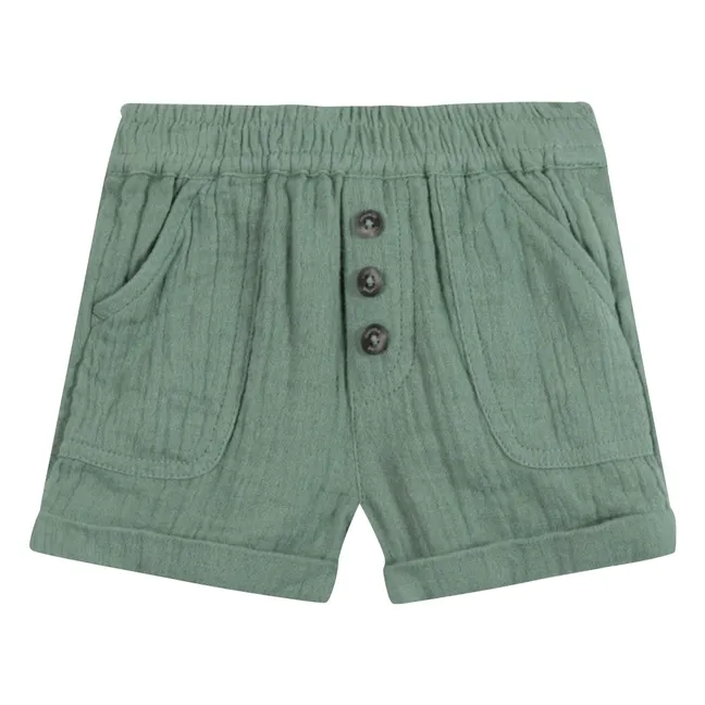 Cotton Gauze Button Shorts | Khaki