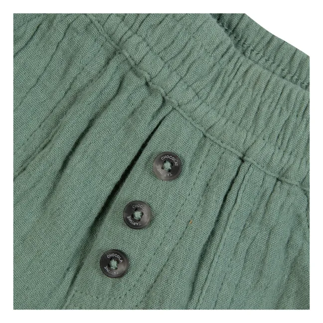 Cotton Gauze Button Shorts | Khaki