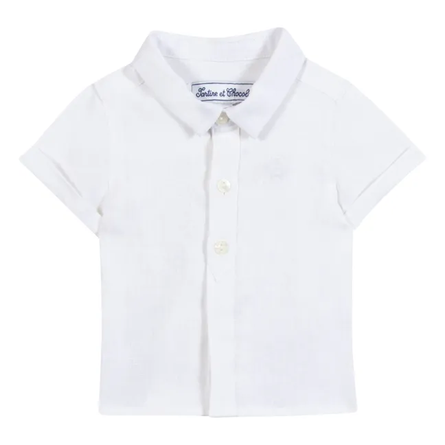 Camisa de lino de manga corta | Blanco