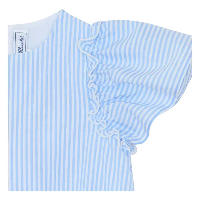 Robe Rayée Volants  | Bleu