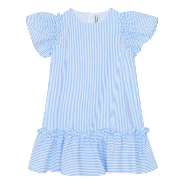 Vestido de rayas con volantes  | Azul