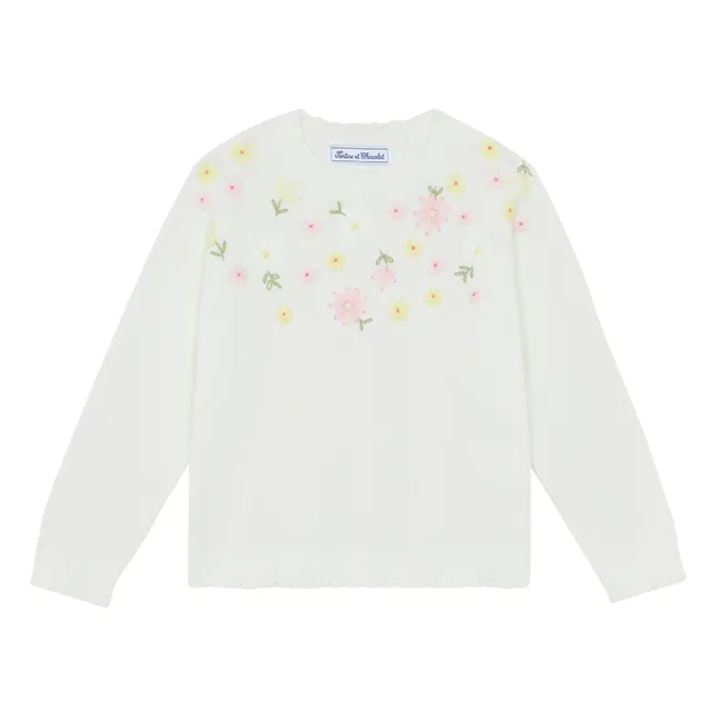 Jersey bordado de flores | Crudo