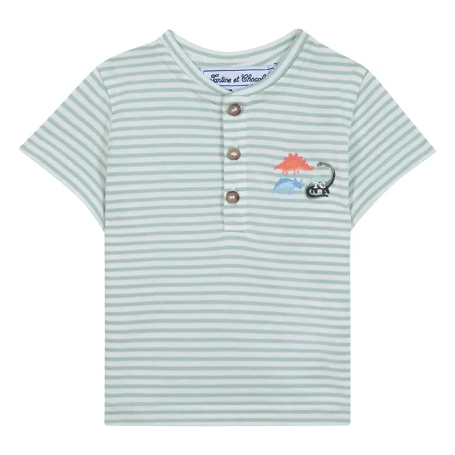 Dinosaur striped T-shirt | Sage