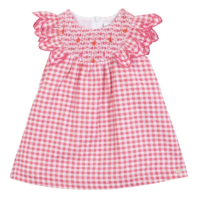 Vestido estampado de cuadros | Rosa