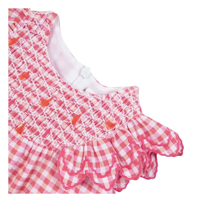 Vestido estampado de cuadros | Rosa