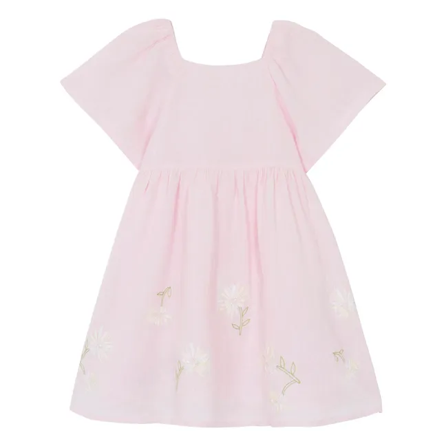 Vestido de flores con mangas Bouffant | Rosa empolvado