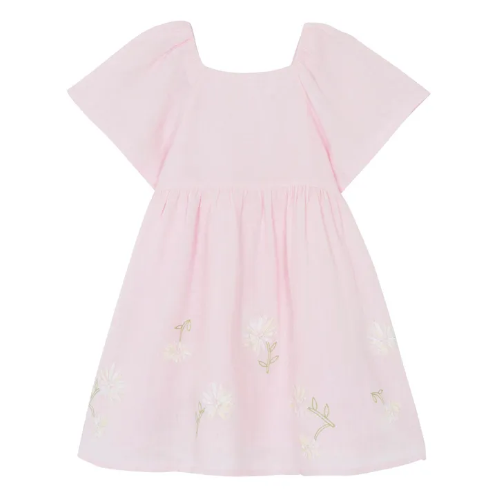 Vestido de flores con mangas Bouffant | Rosa empolvado- Imagen del producto n°0