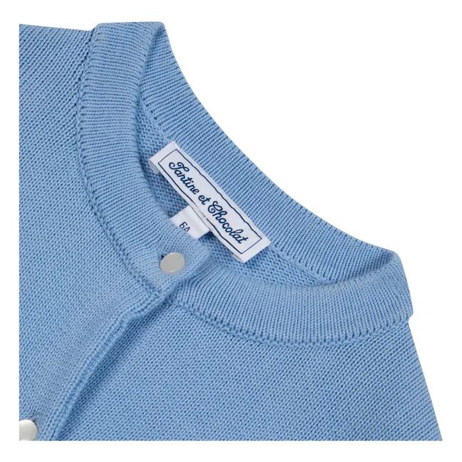 Cardigan Brodé Fleur | Bleu azur