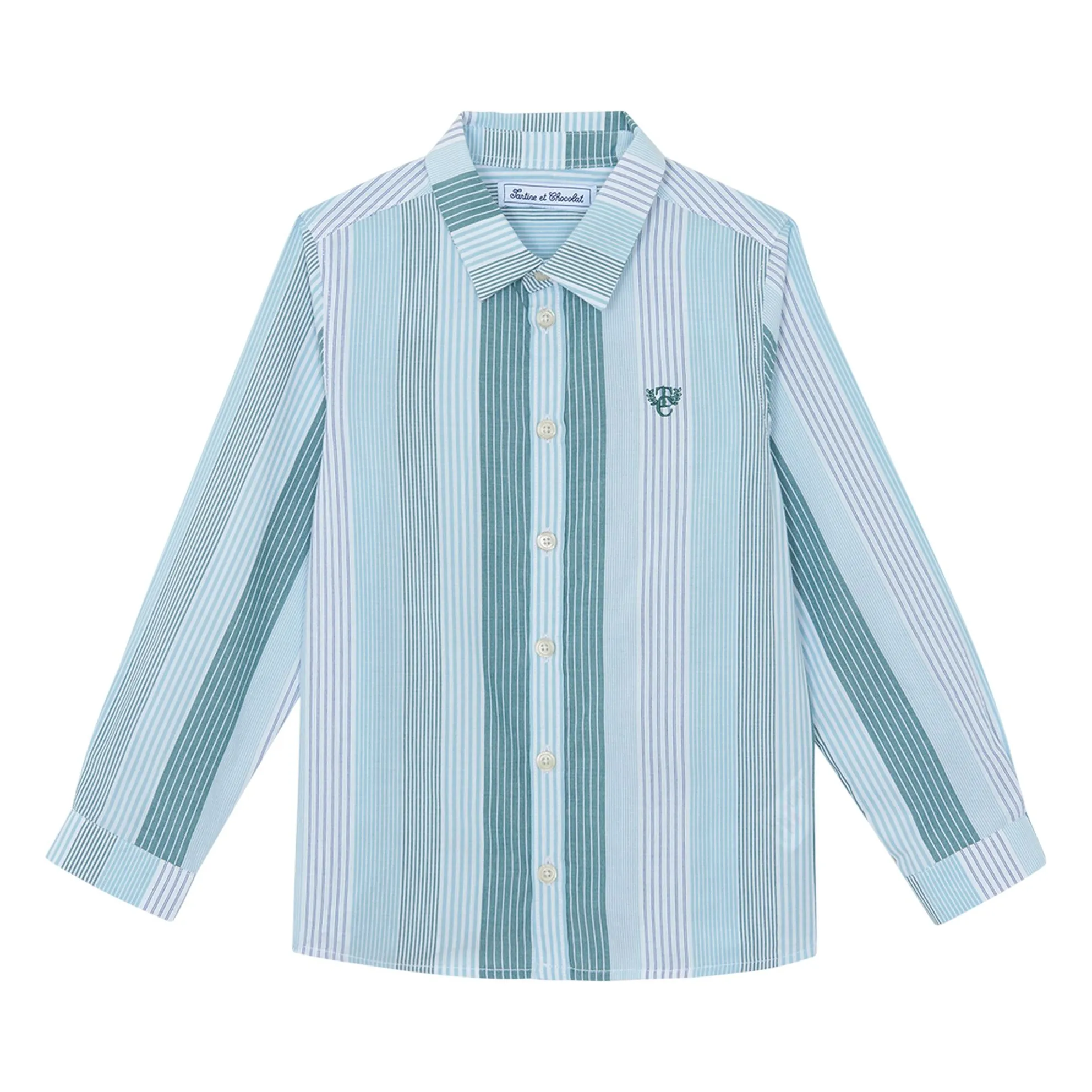 Chemise Bandes Constrastées | Vert d'eau- Image produit n°0