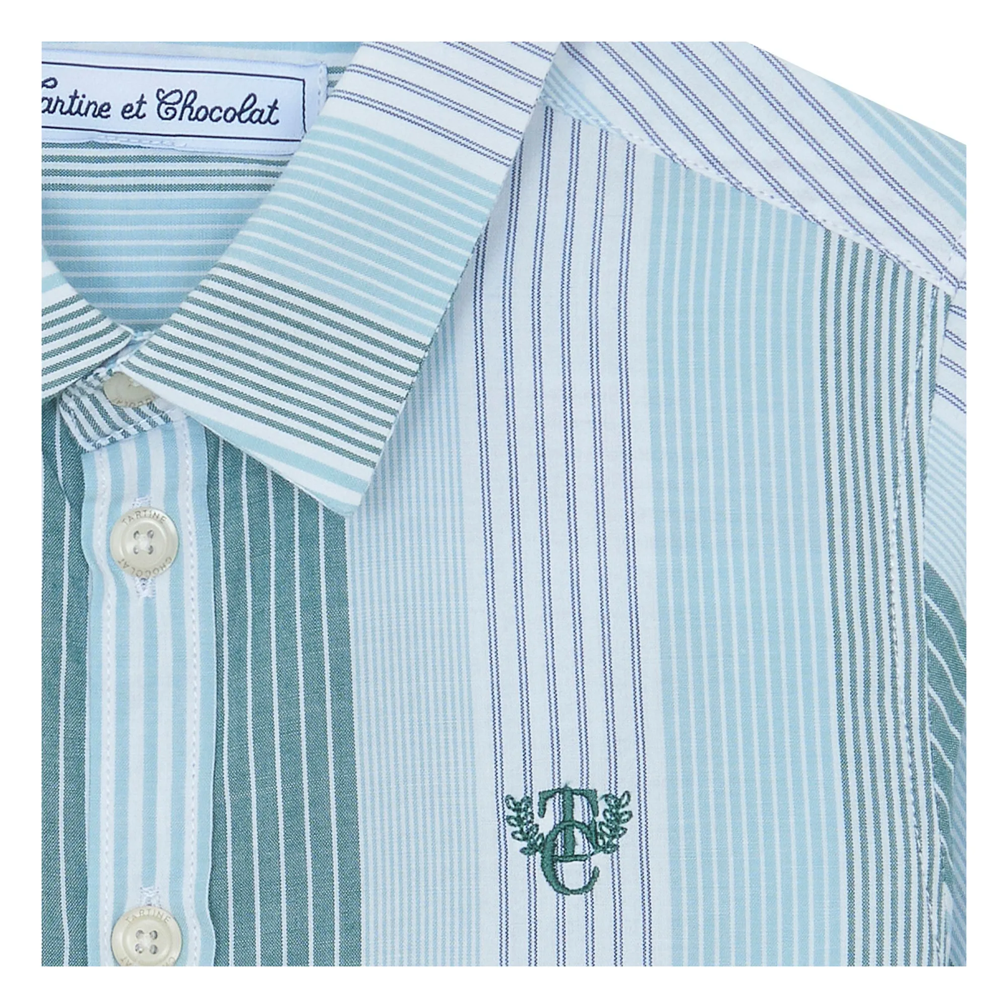 Chemise Bandes Constrastées | Vert d'eau- Image produit n°1