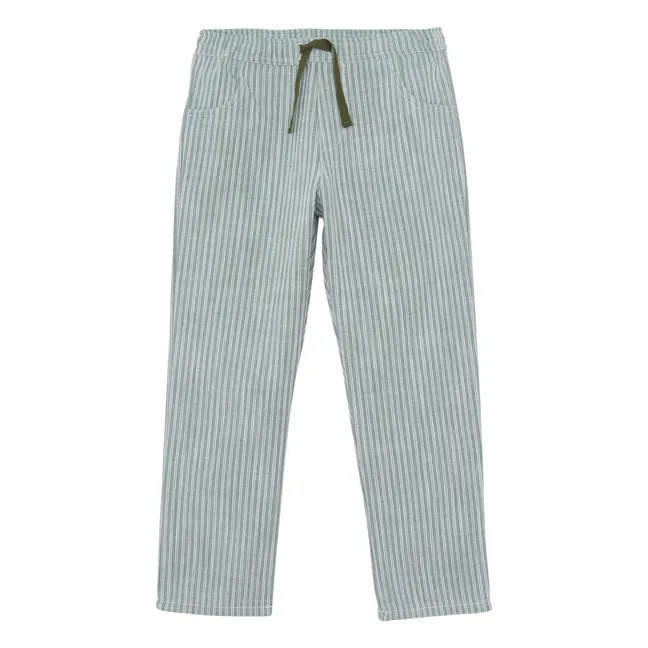 Pantalon Rayé | Vert céladon